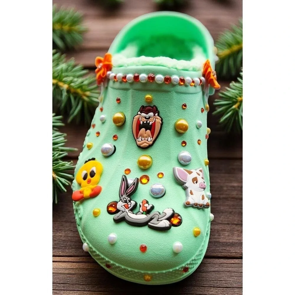 Shoes Sandals Clog Girls Mint Green (Size J3) Bugs‎ Bunny Custom Made